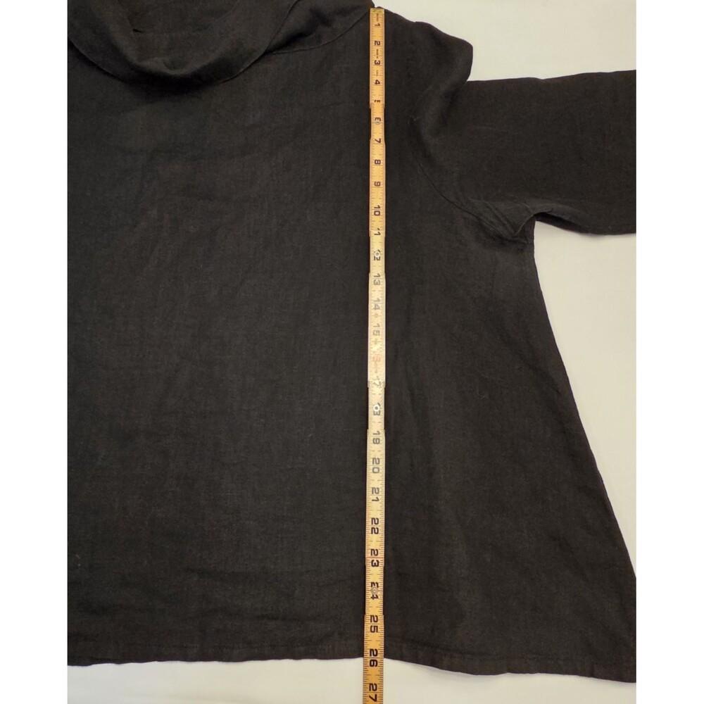 Bryn Walker XL Black 100% Linen Tunic Top Cowl Neck Made in USA Lagenlook Boho - Picture 8 of 8